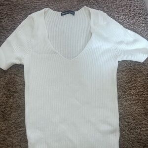 Brandy Melville Cream Ribbed Knit Top